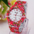 2015 latest design heavy alloy band geneva flower watch woman geneva